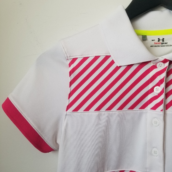 Under armour women's pink & white golf polo shirt - Picture 7 of 9